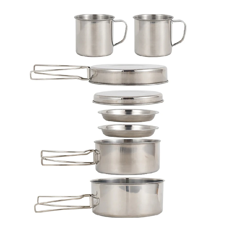 Camping Cooking Pot Set - Juego de 8 Piezas de Utensilios