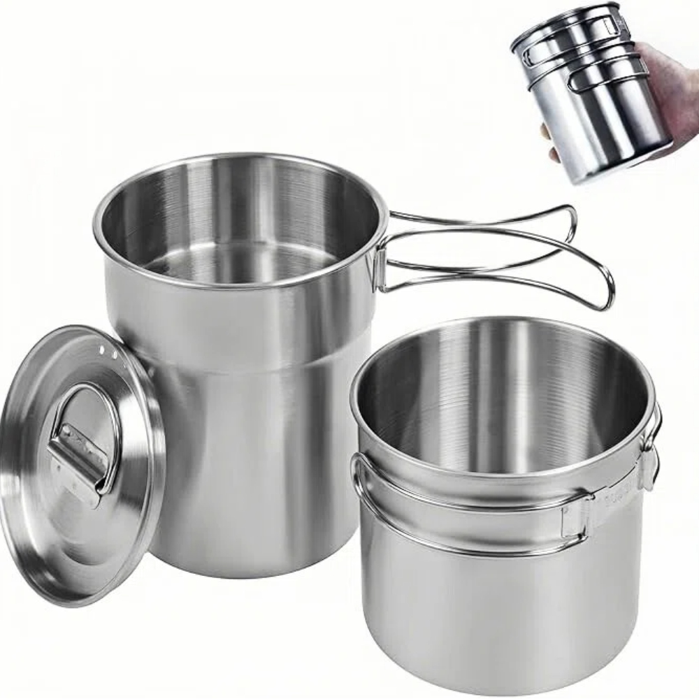Camping Cooking Sets - Tazas plegables para acampar, ollas para