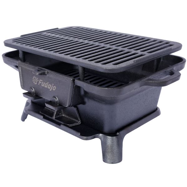Skillet Cast Iron Camp - Parrilla de Carbón Portátil para Exteriores,