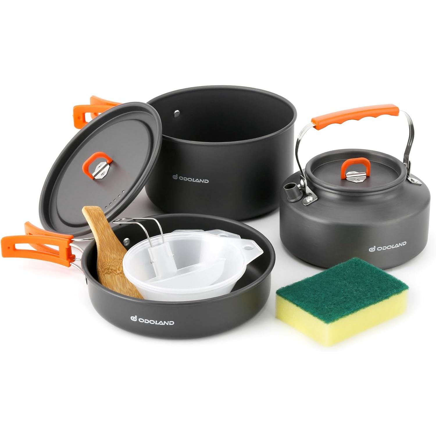 Camping Cooking Set Large - Odoland Juego de 10 Utensilios de