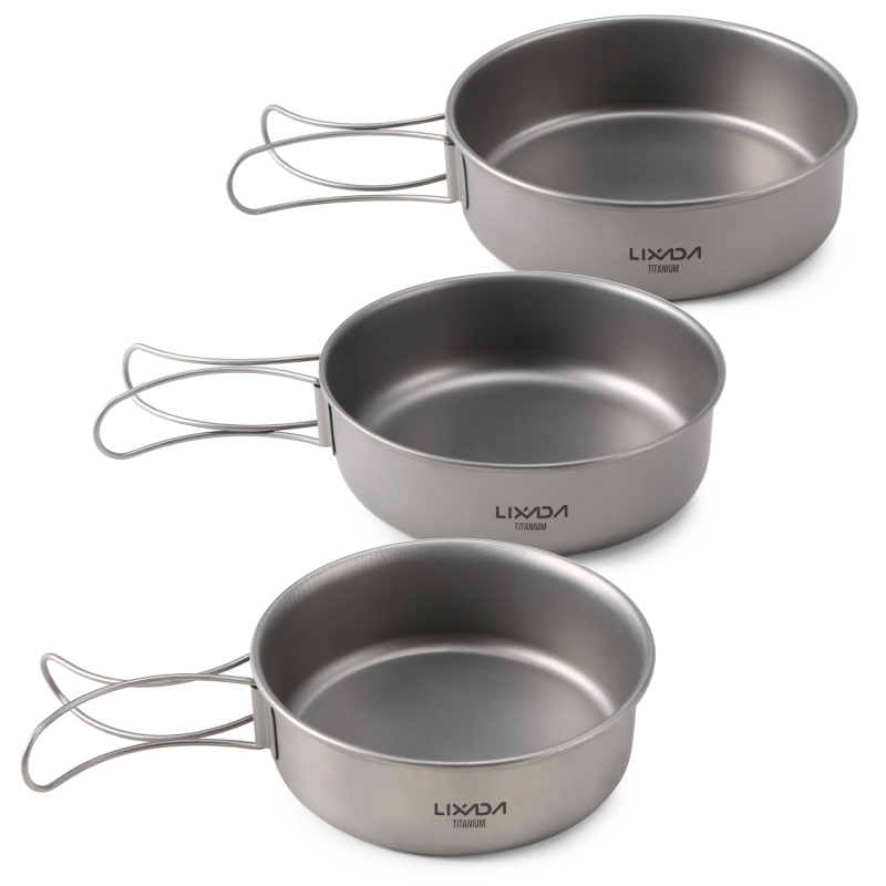 Camping Cooking Disc - Lixada-cuencos de titanio ultraligeros, cuenco para