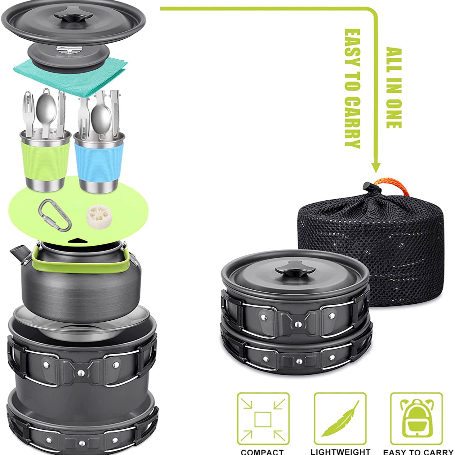 Juego Completo de Cocina para  - Camping Cooking Pot Set reseña y precio