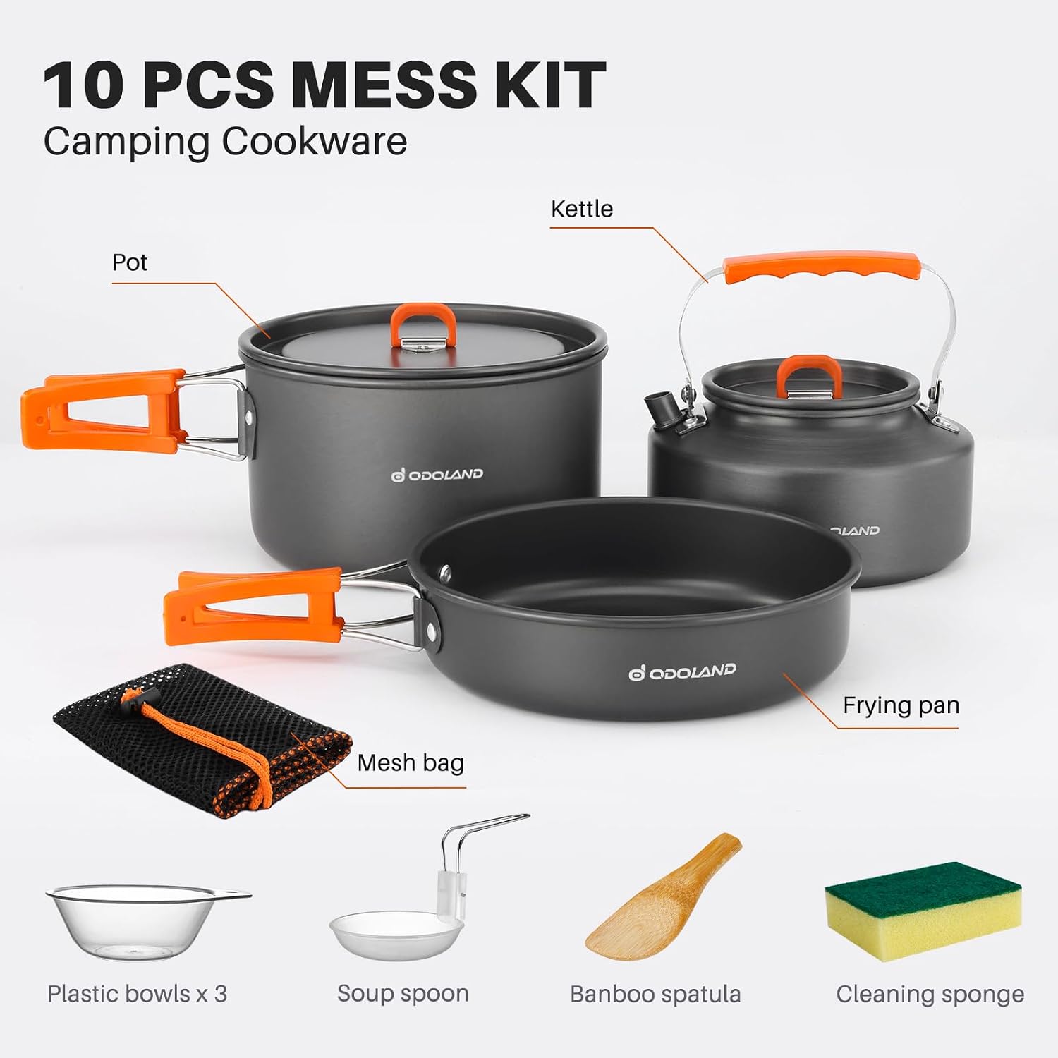 Odoland Juego de 10 Utensilios - Camping Cooking Set Large reseña y precio