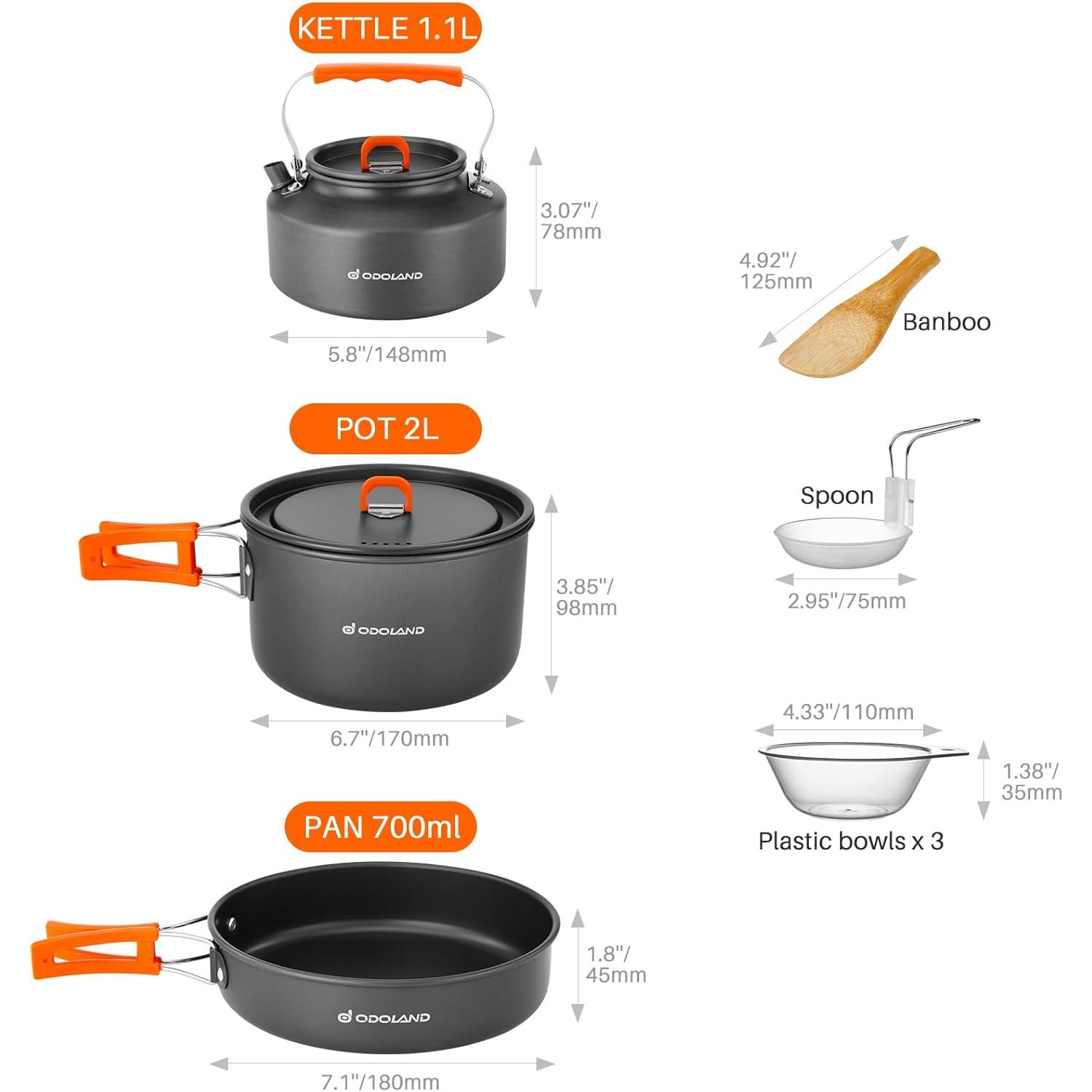 Odoland Juego de 10 Utensilios - Camping Cooking Set Large reseña y precio