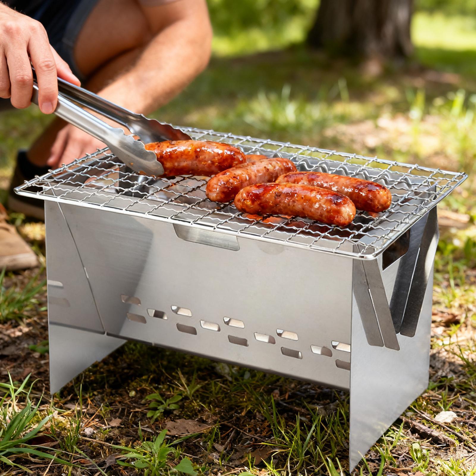 Parrilla de carbón de acero in - Camping Cooking Fire Stove reseña y precio
