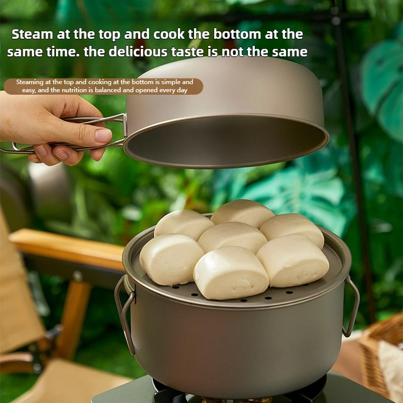 Juego de ollas de titanio para - Camping Cooking Pot Set reseña y precio