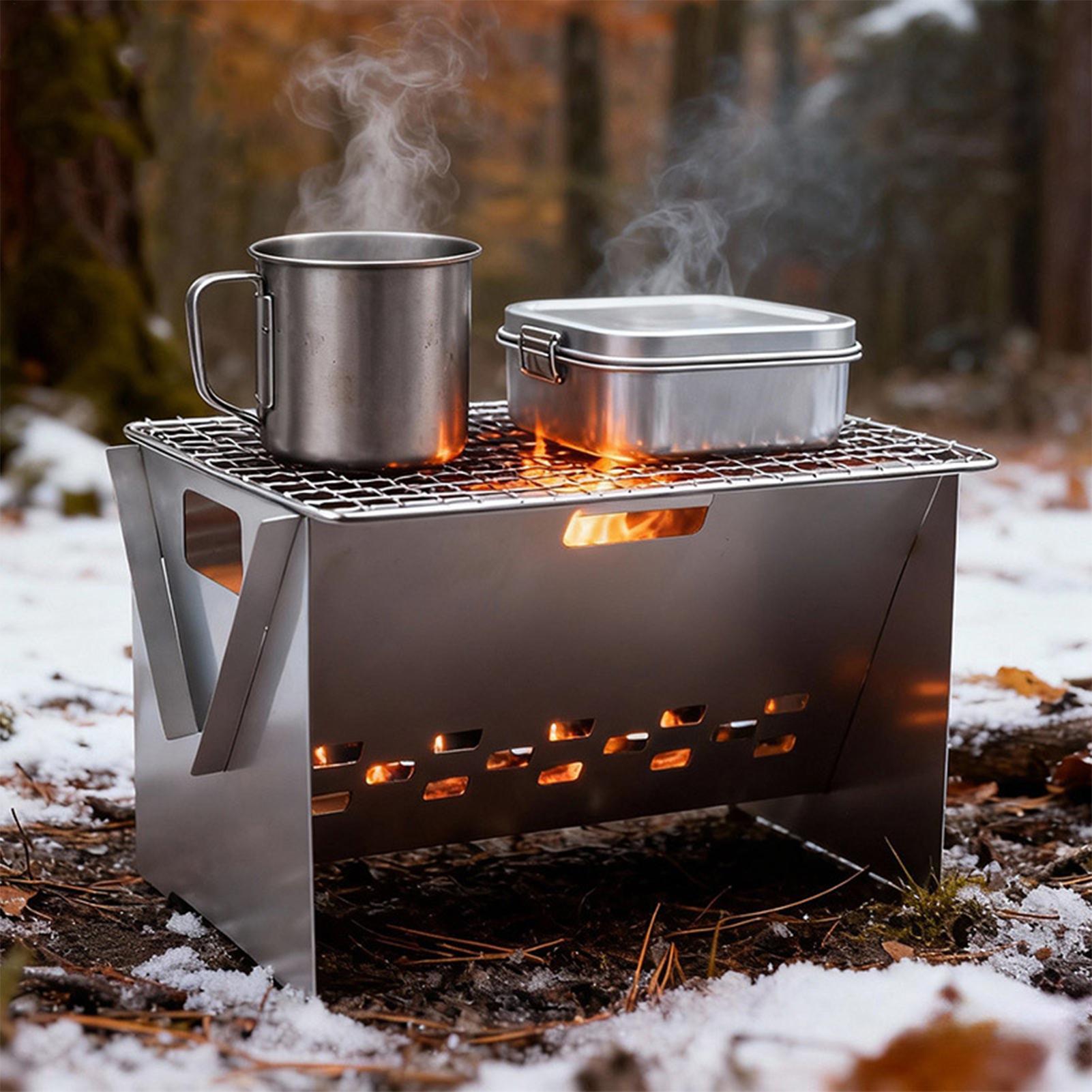 Parrilla de carbón portátil pl - Camping Cooking Fire Stove reseña y precio